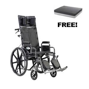 Drive Medical Sentra Full Reclining Wheelchair - 18" with Adjustable Full Arms
